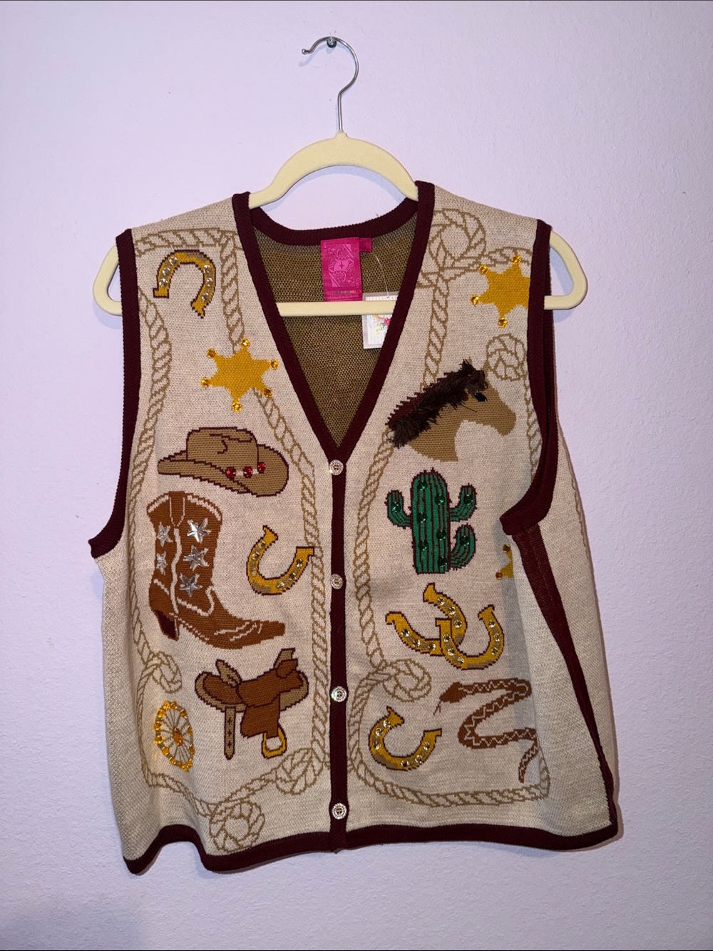 Queen Of Sparkles Western Knit Vest - Picture 4 of 5